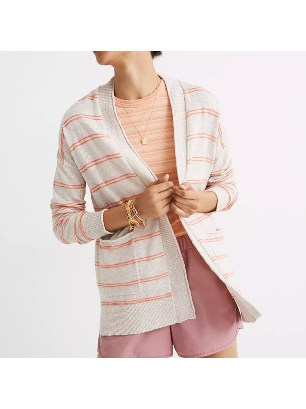 MADEWELL Bradley Cardigan Sweater in Textured Stripe Size XS NWOT